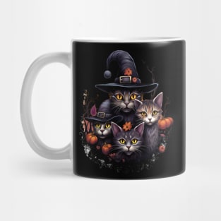 Halloween Cats in Hats with Pumpkins Mug